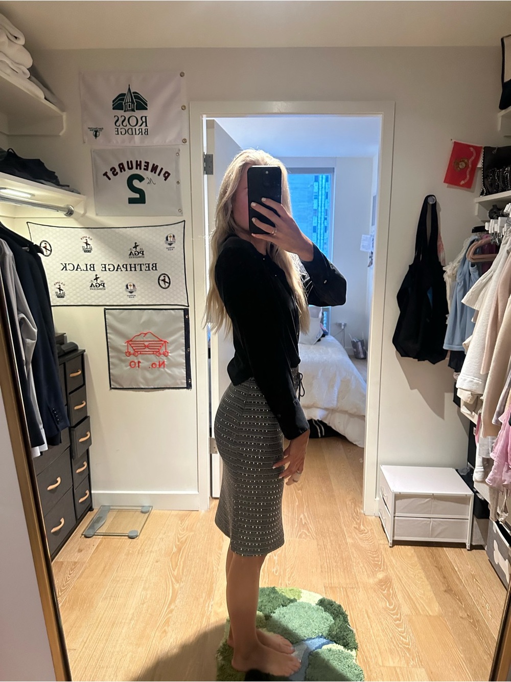 St. John Striped Knit Pencil Skirt in Charcoal Gray - Picture 5 of 6